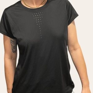 Champion : Duodry + large athletic dry fit type shirt. Has a zipper pocket